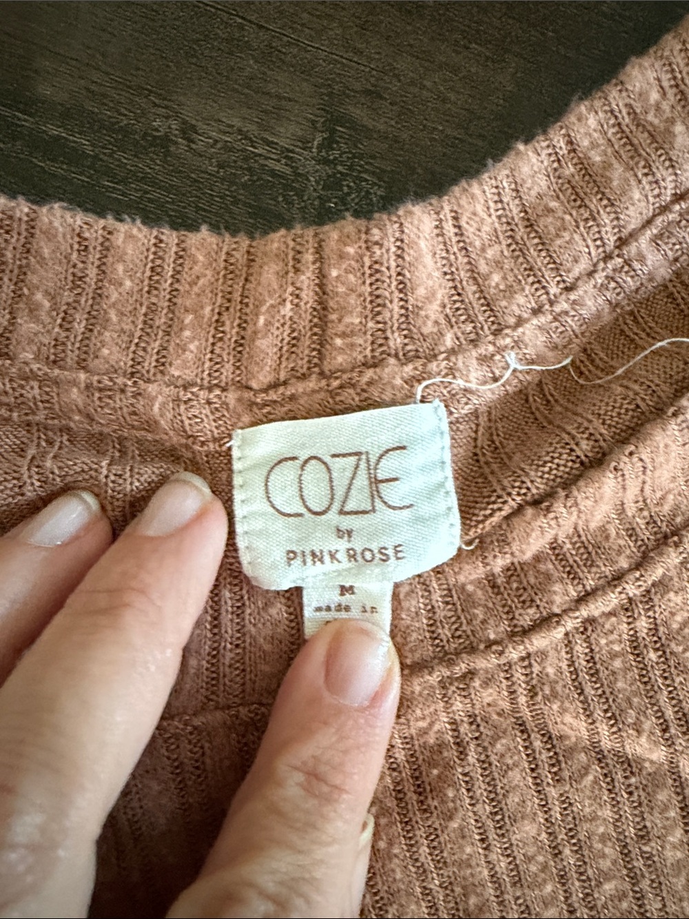 Pink Rose Ribbed Lounge Set in Tan - Picture 3 of 3